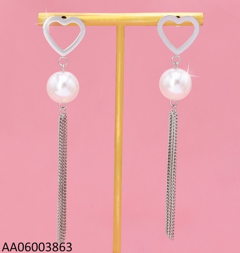 [AA06003863] ARETES PLAT.CROQUI CORAZON/PERLA C/COLGANTES KE102553-NJ