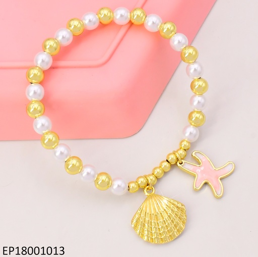 [EP18001013] PULSERA PERLITAS-PELOTITAS DIJES:ESTRELLA ROSA/🦪BE756-294