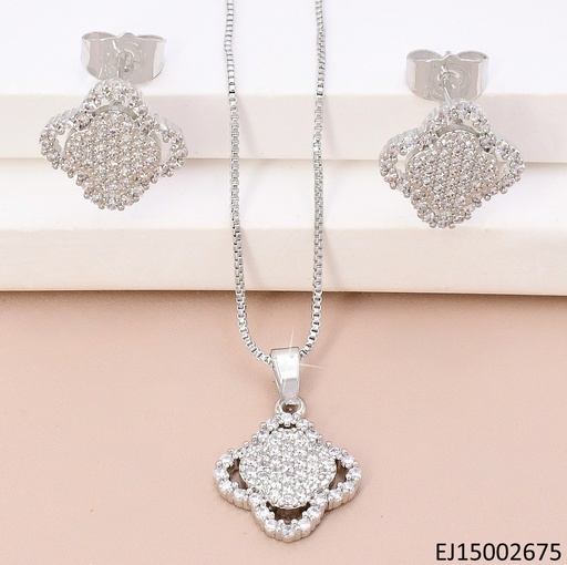 [EJ15002675] SET PLAT.ENCHAPADO VAN CLEEF ZIRCONIAS F9587