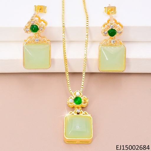 [EJ15002684] SET ZIRC.VERDE RD.PQ C/CUADRO VERDE MENTA SE1044-324