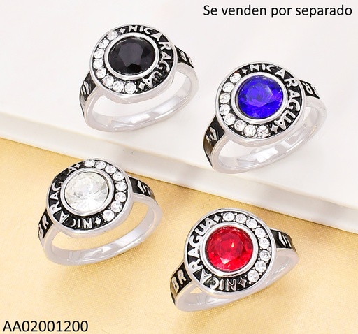 [AA02001200] ANILLO PLAT.GRADUACION ZIRC.RD NICARAGUA SURT.RA691