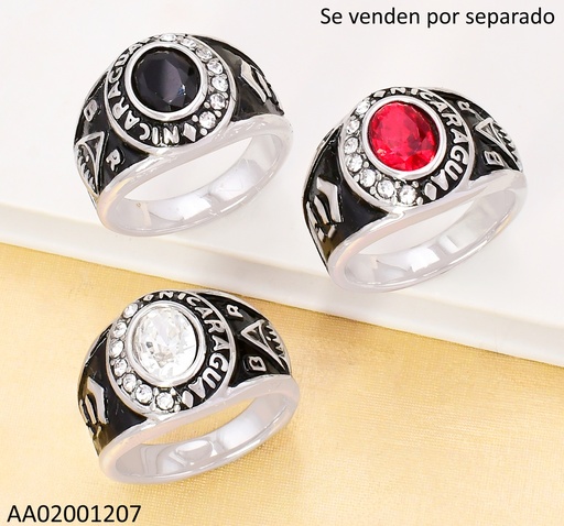 [AA02001207] ANILLO PLAT. GRADUACION NICARAGUA B ESCUDO R SURT.RA673