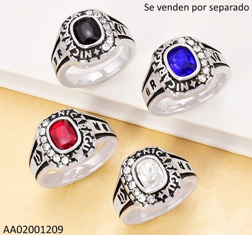 [AA02001209] ANILLO PLAT. GRADUACION ZIRC. CUADRADA NIC. SURT.RA689