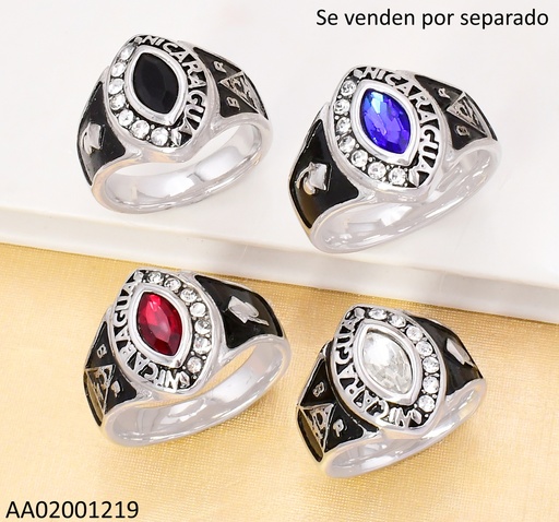 [AA02001219] ANILLO PLAT.GRADUACION ZIRC.OV NICARAGUA B ESCUDO R.SURT RA699