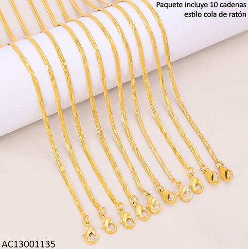 [AC13001135] PAQ. 10 CADENAS COLA DE RATON DORADAS