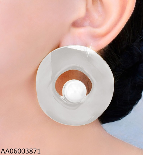 [AA06003871] ARETES PLAT.CIRCULO ANCHO PLANO C/PERLA CENTRO EA1235-45