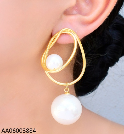 [AA06003884] ARETES GR.DOBLE OV.C/PERLA PQ-GR EA1232-45