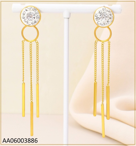 [AA06003886] ARETES CIRCULO BLANCO C/ ZIRC  CADENITAS COLGANTES KE102552-NJ
