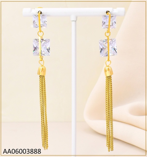 [AA06003888] ARETES DOR (2) ZIRC. CUADRADAS/ CADENAS COLGANTES KE102555-NJ