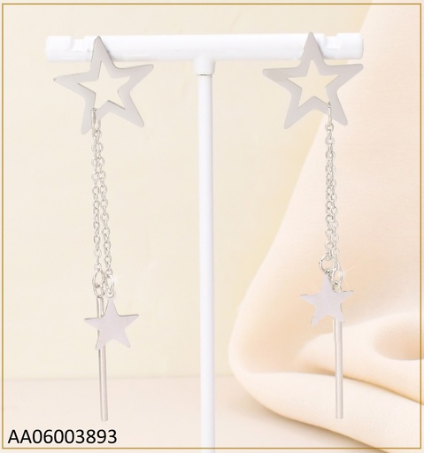 [AA06003893] ARETES PLAT CROQUI ESTRELLA /CADENITAS COLGANTES KE103918-PY