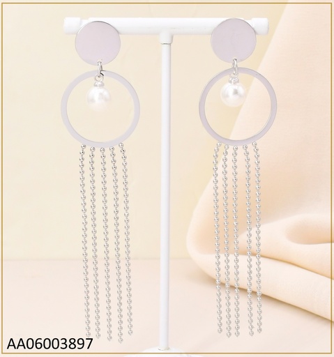 [AA06003897] ARETES PLAT CIRCULO PQ / CIRCULO GR /PERLA CENTRO/ CADENITAS PELOT KE105884-PY