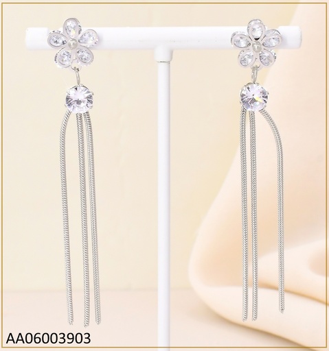 [AA06003903] ARETES PLAT FLOR / ZIRC. RD/COLGANTES KE105896-PY