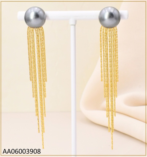 [AA06003908] ARETES  MEDIA PELOTA GRIS /CADENITAS COLGANTES  KE111552-WGLN