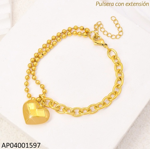 [AP04001597] PULSERA PELOTITAS DOBLE/ESLB.CORAZON INF.KB203272-Z