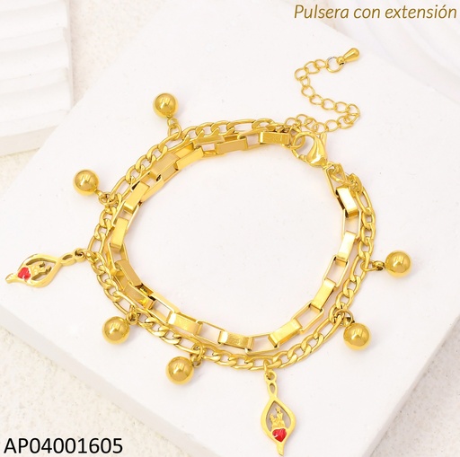 [AP04001605] PULSERA DOBLE ESLAB/PELOT.GOTA KB203674-Z