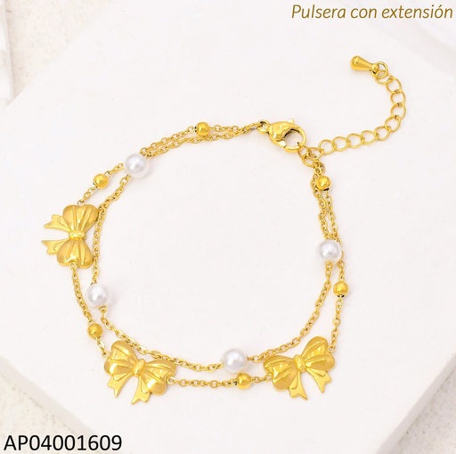 [AP04001609] PULSERA DOBLE LAZOS/PERLITAS KB204090-SXSJ