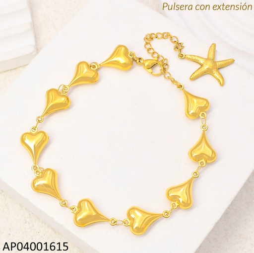[AP04001615] PULSERA DE CORAZONES INFLADOS KB204576-AQ