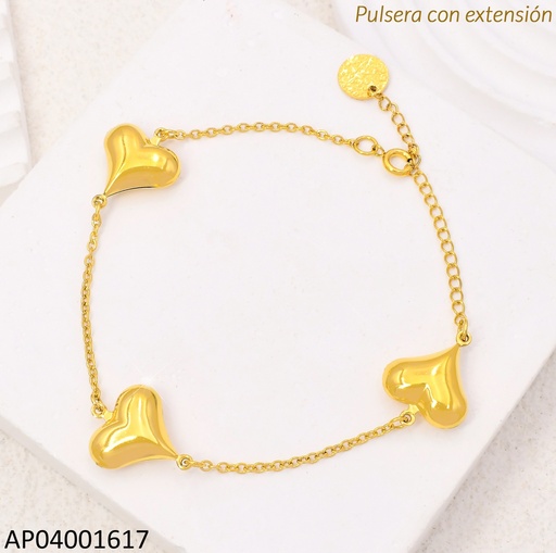[AP04001617] PULSERA 3 CORAZONES INFLADOS KB204579-AQ