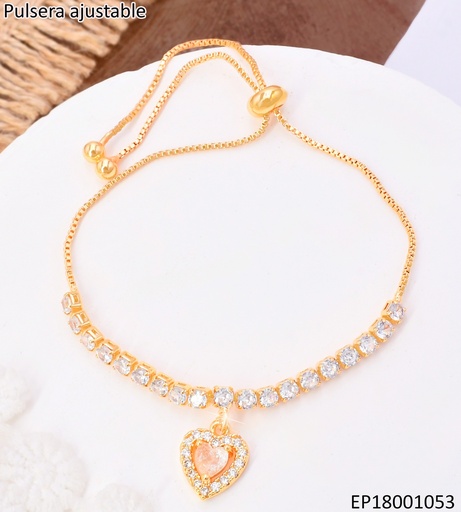 [EP18001053] PULSERA AJUSTABLE ZIRC.DIJE:CORAZON ZIRC.BE787-332