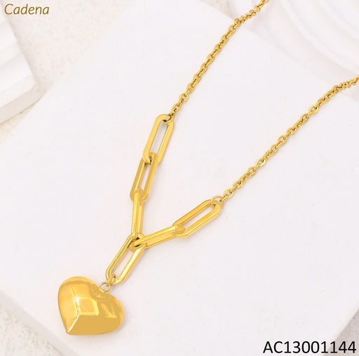 [AC13001144] CADENA LARGA DIJE CORAZON A CUADROS KN292311-Z