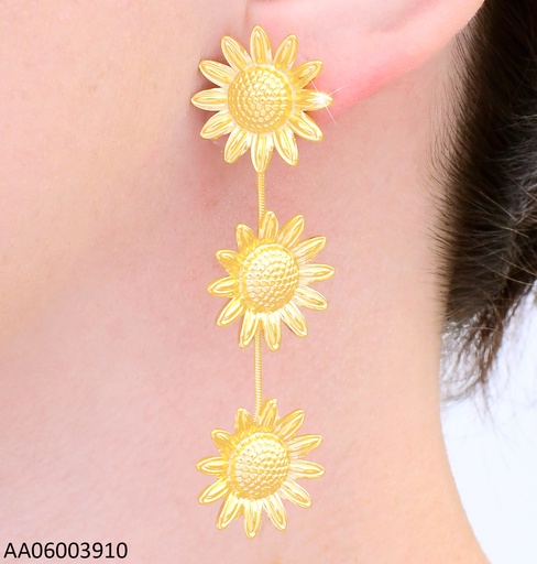 [AA06003910] ARETES DOR 3 GIRASOLES EN VERTICAL EA1210-45