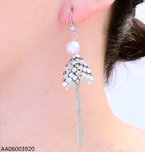 [AA06003920] ARETES PLAT PERLA/ MAYA/CADENAS COLGANTES EA1245-45