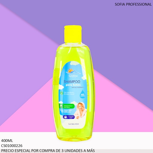 [CS01000226] SHAMPOO BABY SUNSHINE HIPOALERGENICO 400ML