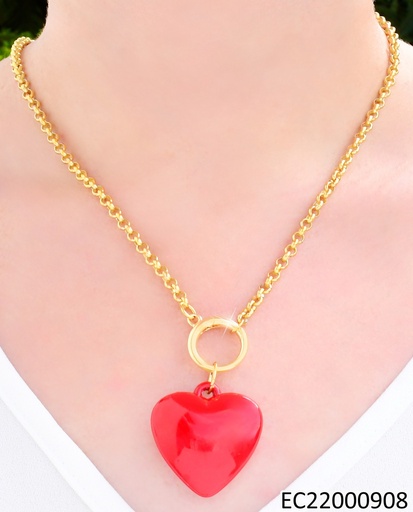 [EC22000908] CADENA CAMISERO DIJE CORAZON GR. ROJO CA501-5