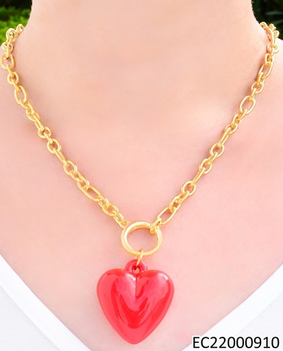 [EC22000910] CADENA ESLAB 3EN1 DIJE CORAZON GR. ROJO CA500-5