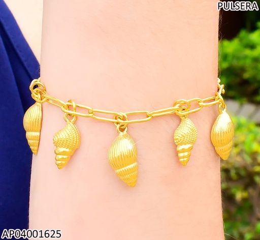 [AP04001625] PULSERA ESLAB LARGOS DIJES:5 CARACOLES KB203286-Z