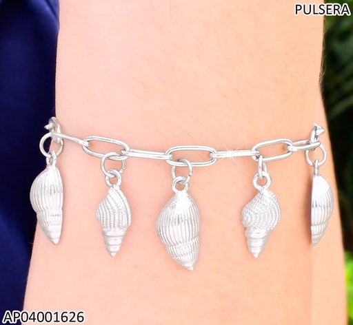 [AP04001626] PULSERA PLAT.ESLAB LARGOS DIJES:5 CARACOLES KB203286-Z