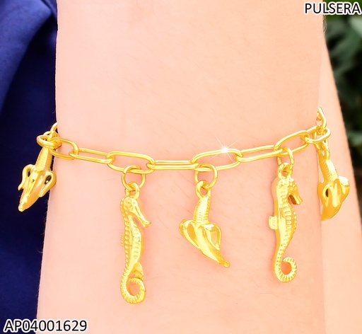[AP04001629] PULSERA ESLAB LARGOS DIJES:CABALLITOS MAR/🍌KB203288-Z