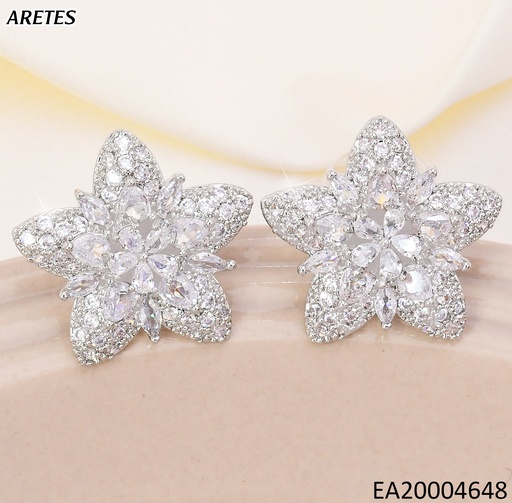 [EA20004648] ARETES PLAT ESTRELLA ZIRC. CRISTAL/ FLOR CENTRO EE4597-6