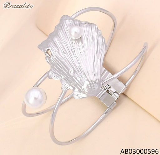 [AB03000596] BRAZALETE PLAT OSTRA/ PERLAS BA2264-45