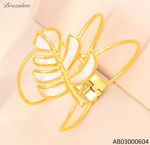 [AB03000604] BRAZALETE DOR HOJA ESMALTADA BA2273-45