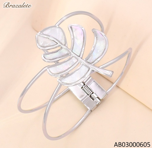 [AB03000605] BRAZALETE PLAT HOJA ESMALTADA BA2274-45