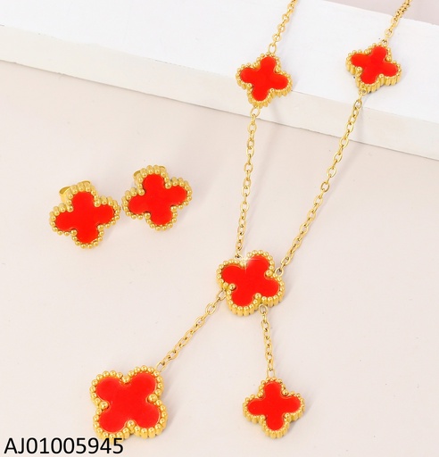 [AJ01005945] SET DOR VAN CLEEF ROJO  C/ COLGANTES 0460-696