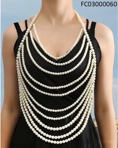 [FC03000060] COLLAR PERLAS DOBLE C/10 LINEAS HORIZONTALES CE404-338