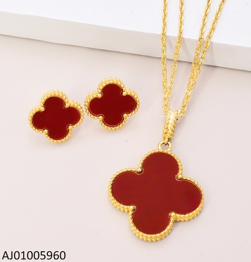 [AJ01005960] SET VAN CLEEF ROJO VINO DOBLE CAD.DIJE GR 10514-669