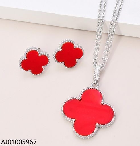 [AJ01005967] SET VAN CLEEF PLAT.ROJO DOBLE CAD.DIJE GR 17350-669