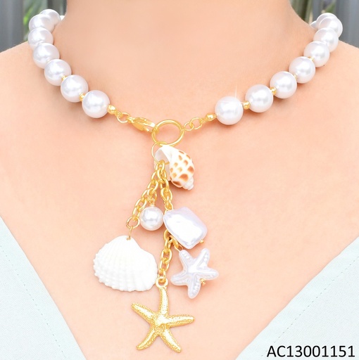 [AC13001151] CADENA DOR PERLA DIJES OSTRA/PERLA/CONCHA EM. CA426-45