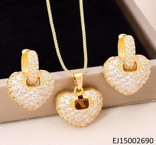 [EJ15002690] SET DOBLE CARA CORAZON INF. ZIRCONIAS/CALADO SE31192-6