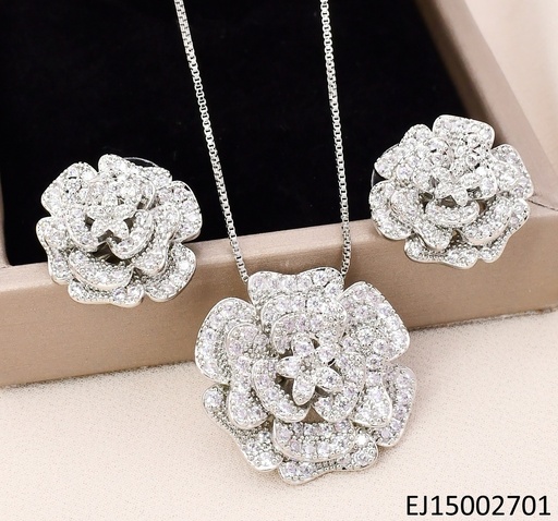 [EJ15002701] SET PLAT.ROSA ABIERTA CON ZIRCONIAS SE1241-6