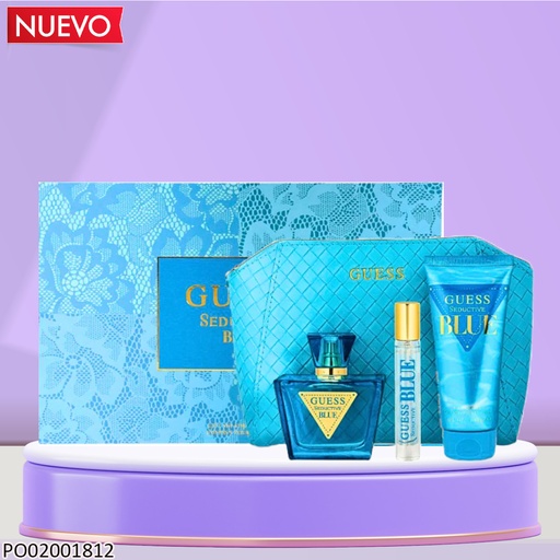 [PO02001812] SET ORIGINAL GUESS SEDUCTIVE BLUE WOMEN 3PCS 75ML 15ML 100ML COSMETIQUERA EDP