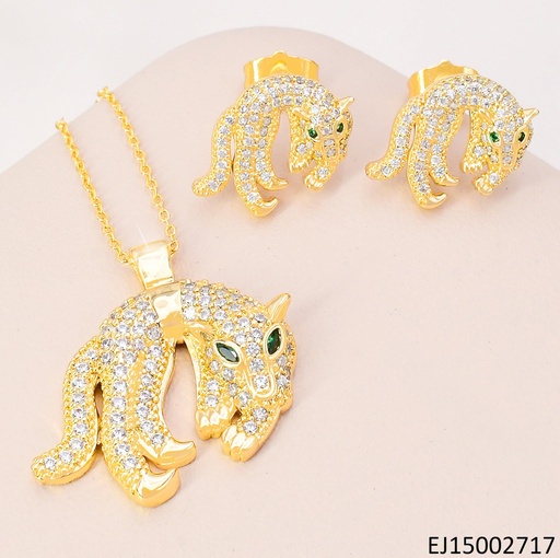 [EJ15002717] SET LEOPARDO DE ZIRCONIAS, OJOS VERDES SE1030-3