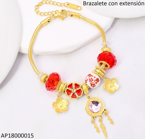 [AP18000015] PANDORA FLEXIBLE DIJES ROJO/BLANCO ATRAPA SUEÑOS BA2199-45