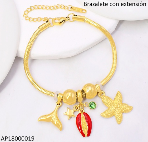 [AP18000019] PANDORA FLEXIBLE DIJES ROJO/DORADO ESTRELLA MAR BA2207-45