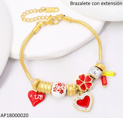 [AP18000020] PANDORA FLEXIBLE DIJES ROJO/DOR/BLANCO❤️BA2214-45
