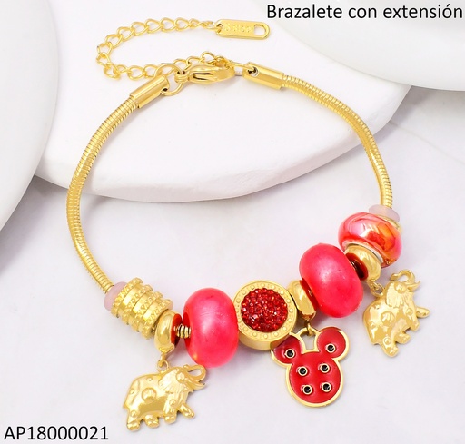 [AP18000021] PANDORA FLEXIBLE DIJES ROJOS MICKEY ROJO BA2174-45