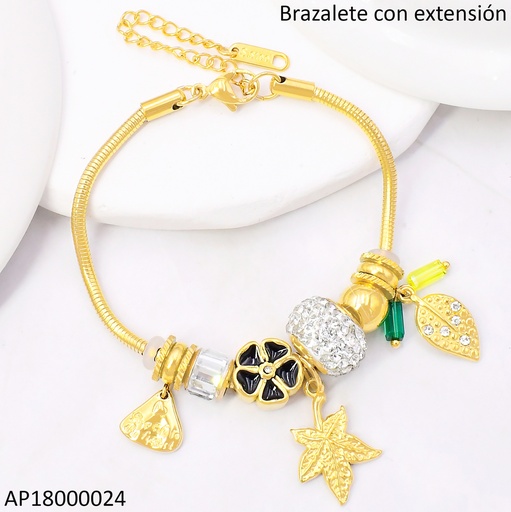 [AP18000024] PANDORA FLEXIBLE DIJES ZIRC/DOR/FLOR NEGRA BA2189-45